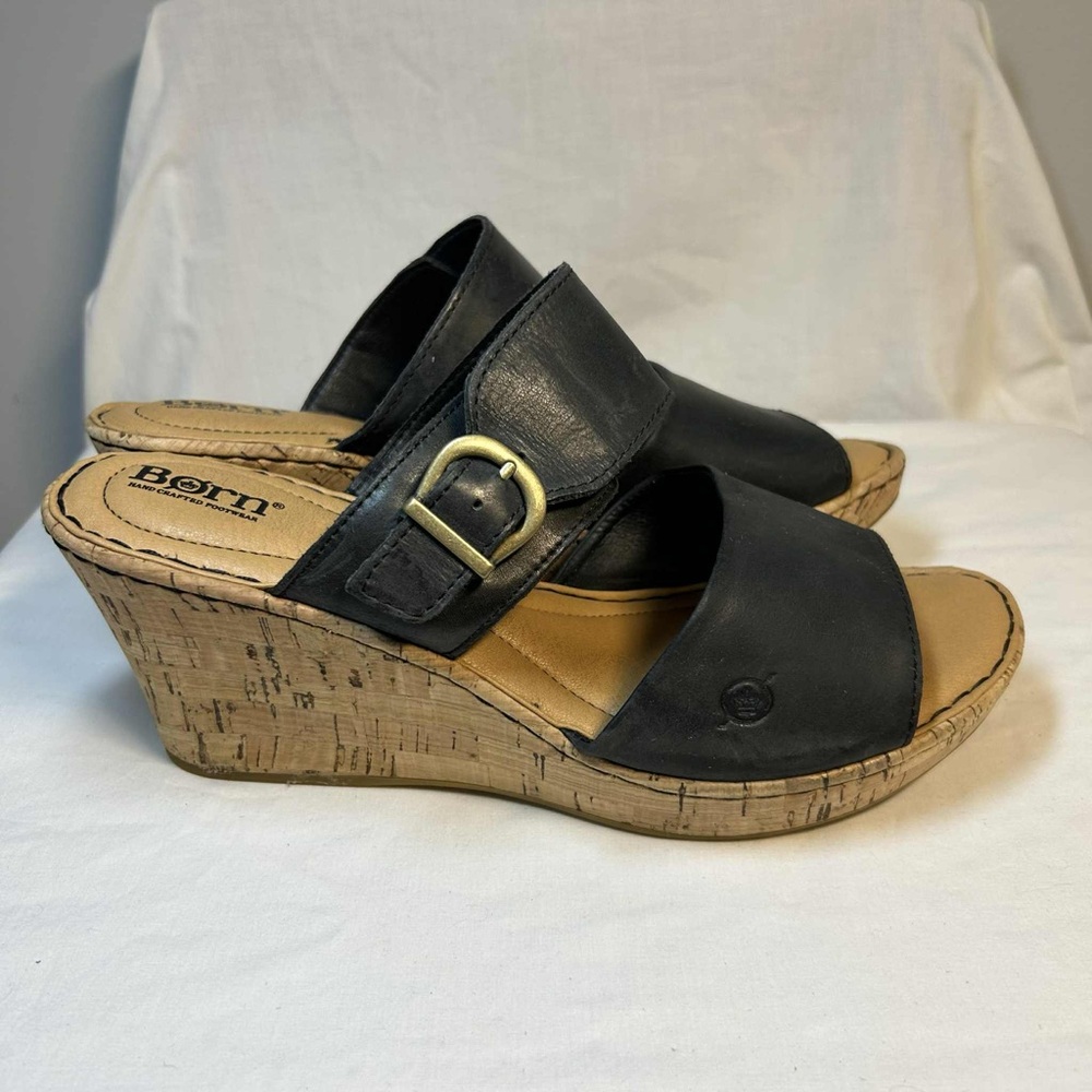 Born Black and Tan Wedge‎ Sandals